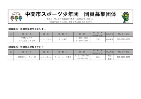 スポーツ少年団募集のサムネイル